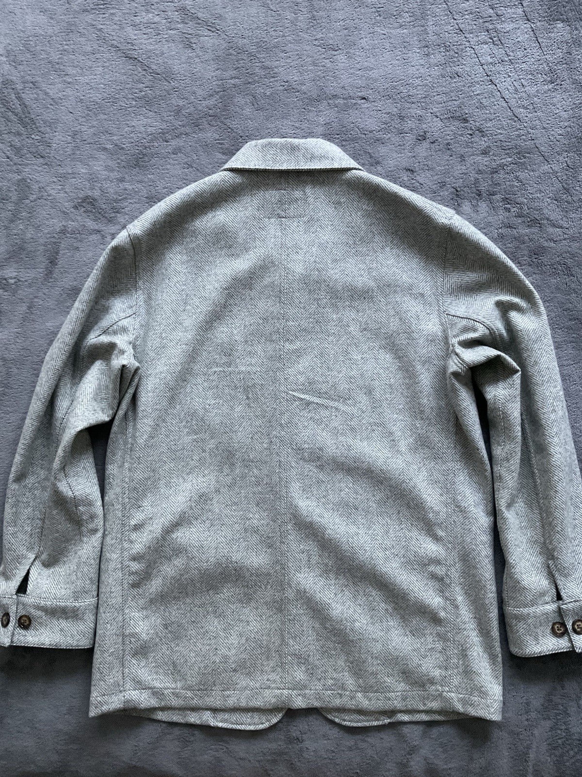 Portuguese Flannel Labura Herringbone Wool Jacket Men’s L Light Grey Portugal