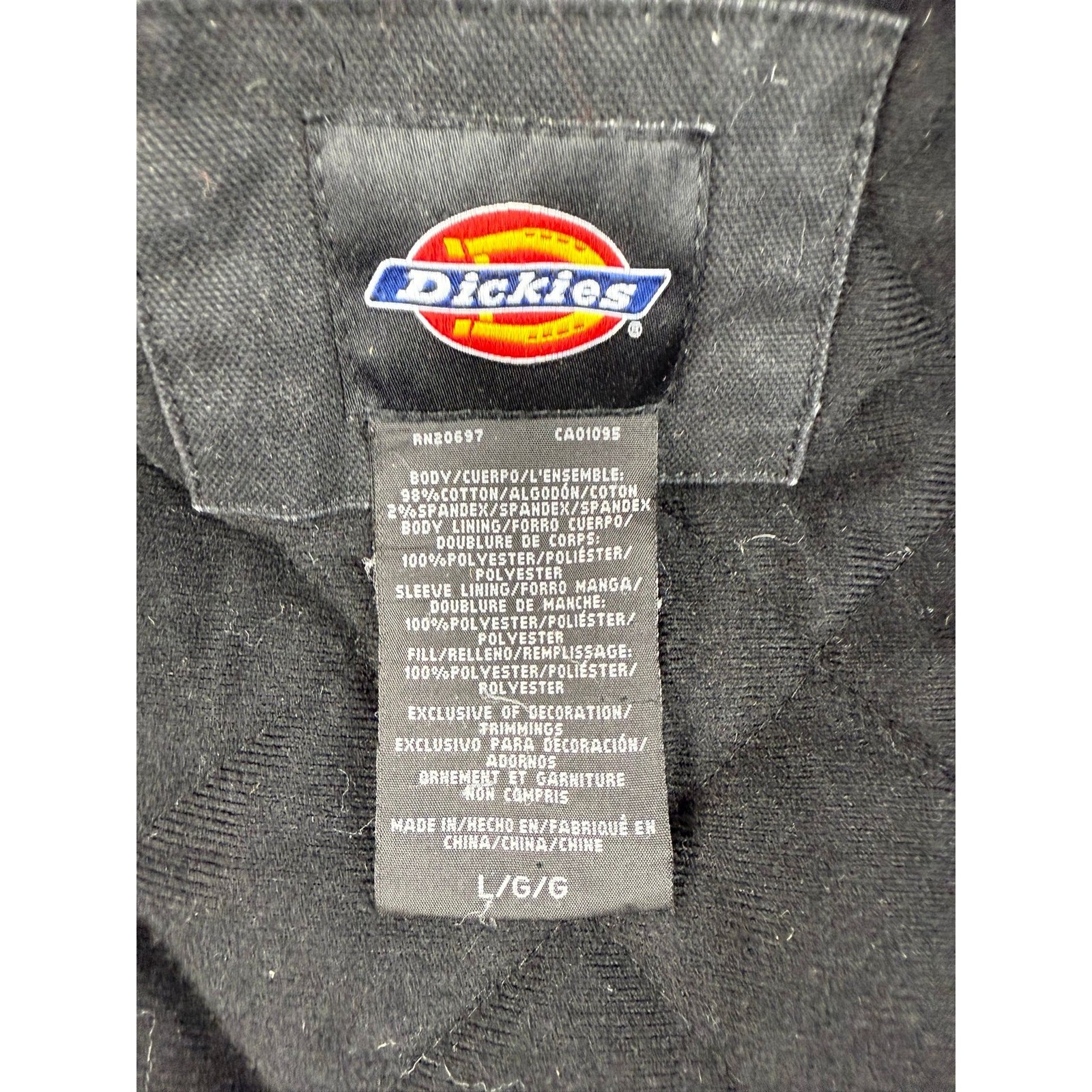 Dickies Y2KWork Wear Men’s Size Large Black Full-zip Hooded Quilted Lined Jacket