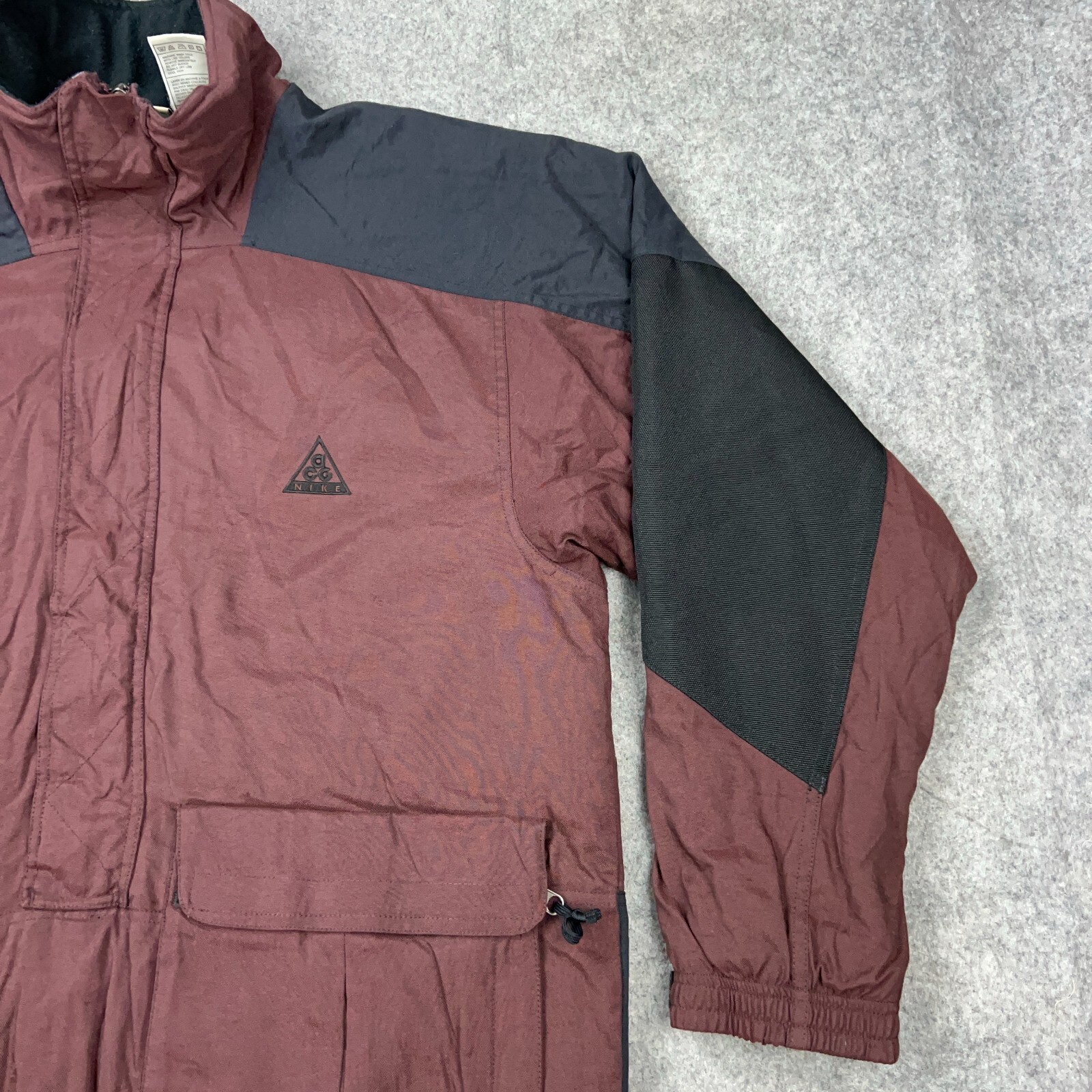 VTG Nike ACG Jacket Mens Large Burgundy Zip Pullover Nylon Fleece Lined Outdoors