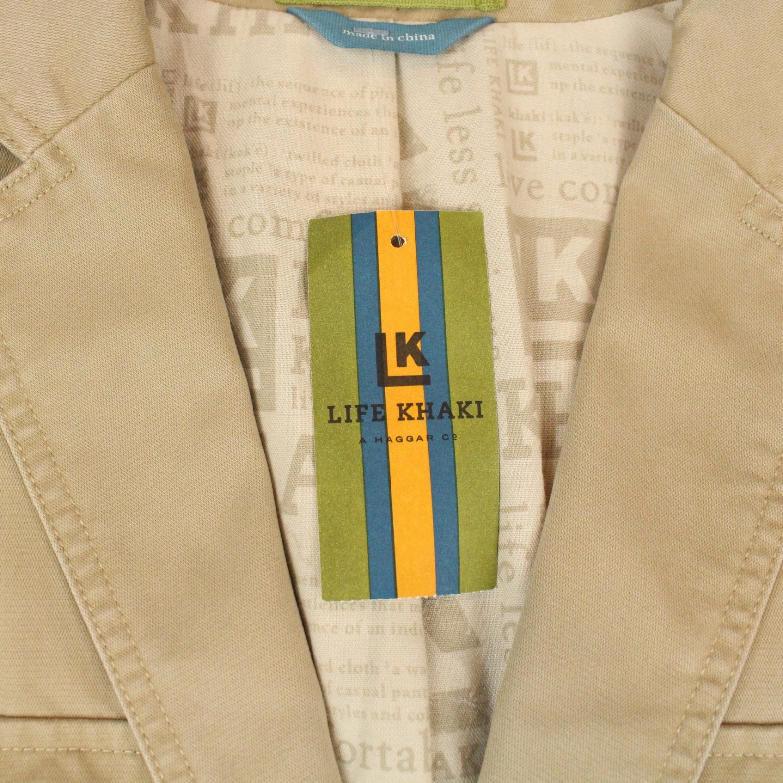 Haggar Life Khaki Two-Button Oxford Jacket Mens Size Small Khaki Cotton Poly