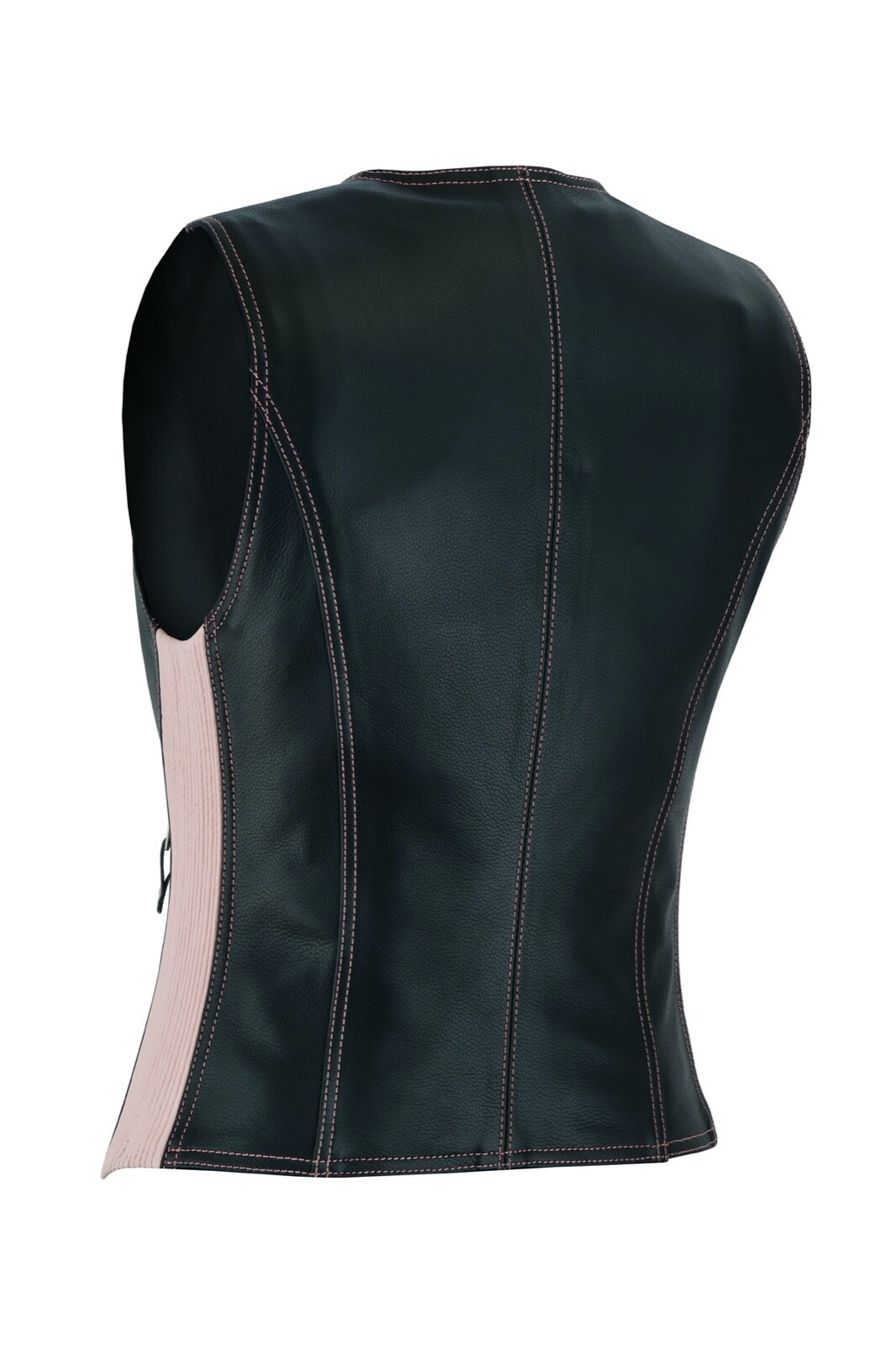 Womens Motorcycle Genuine Cowhide Leather Ladies Classic Zip Vest Gun Pockets