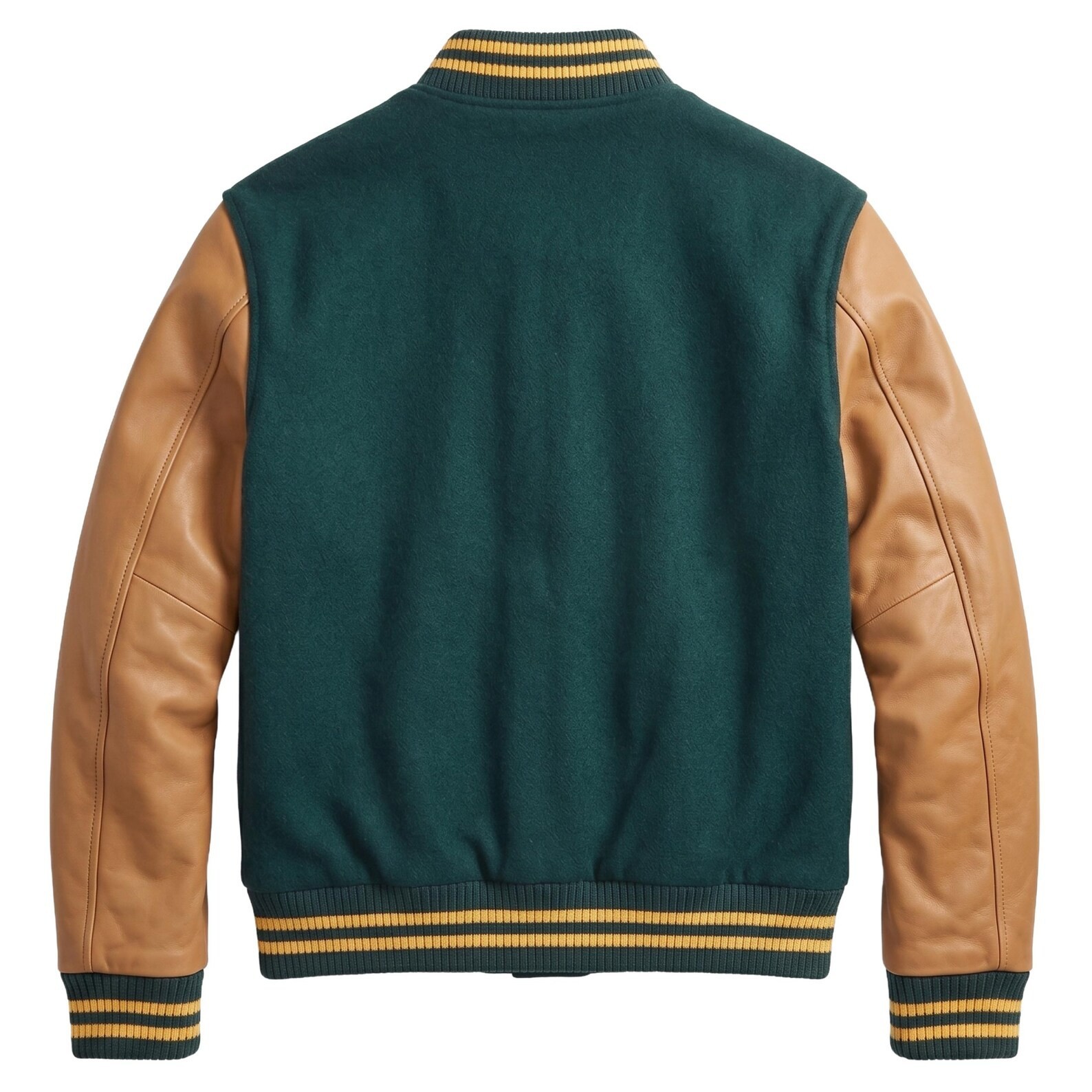 Men’s Genuine Leather Varsity Jacket Wool Letterman Bomber Coat Custom Handmade