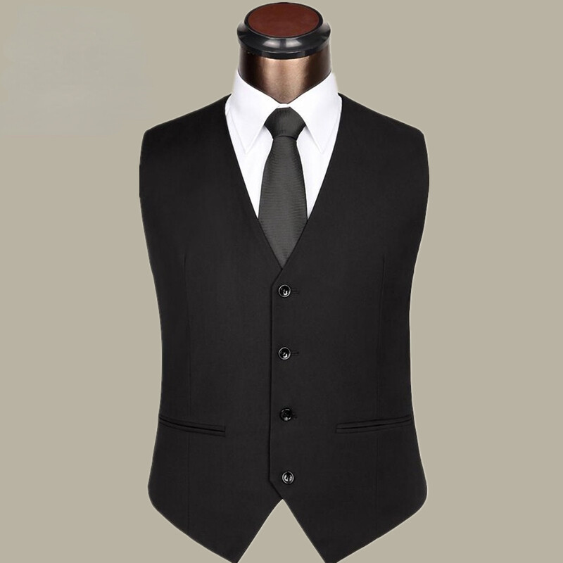 Men Suit Waistcoat Vest Gilet Single-Breasted Sleeveless Casual Formal Prom Work