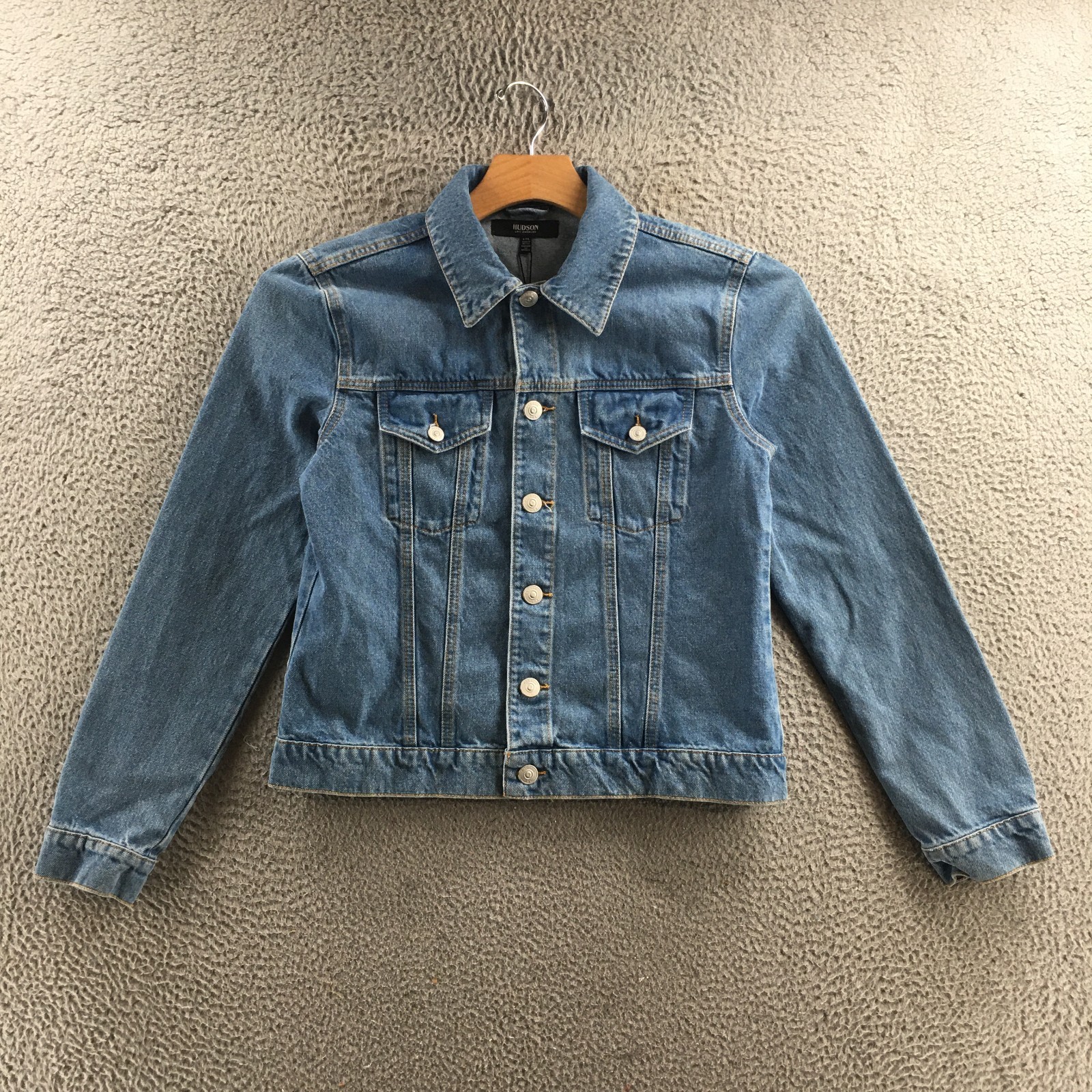 Hudson Denim Jacket Mens L/XL Blue Cotton Long Sleeve Collared Button Front NEW