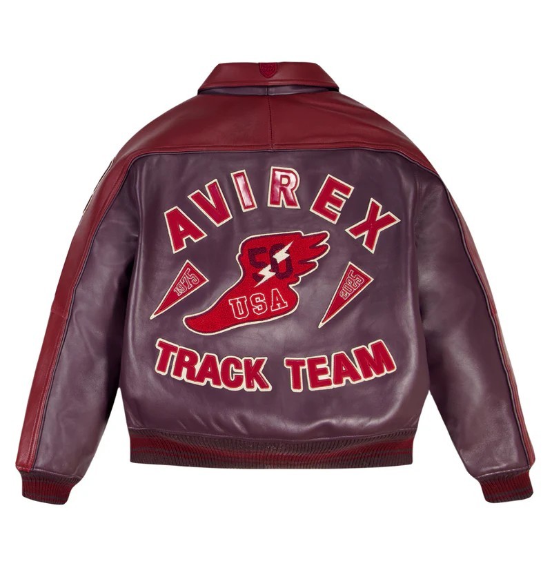 Men Avirex Track Team Bomber American Flight Jacket Faux Leather Jacket for Men