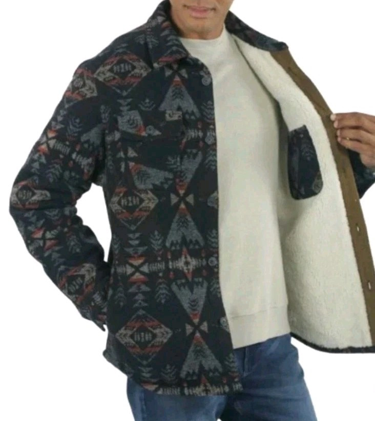 Jachs Men’s Wool Blend Sherpa Lined Flannel Shirt Jacket Multi Color Sz Large 46