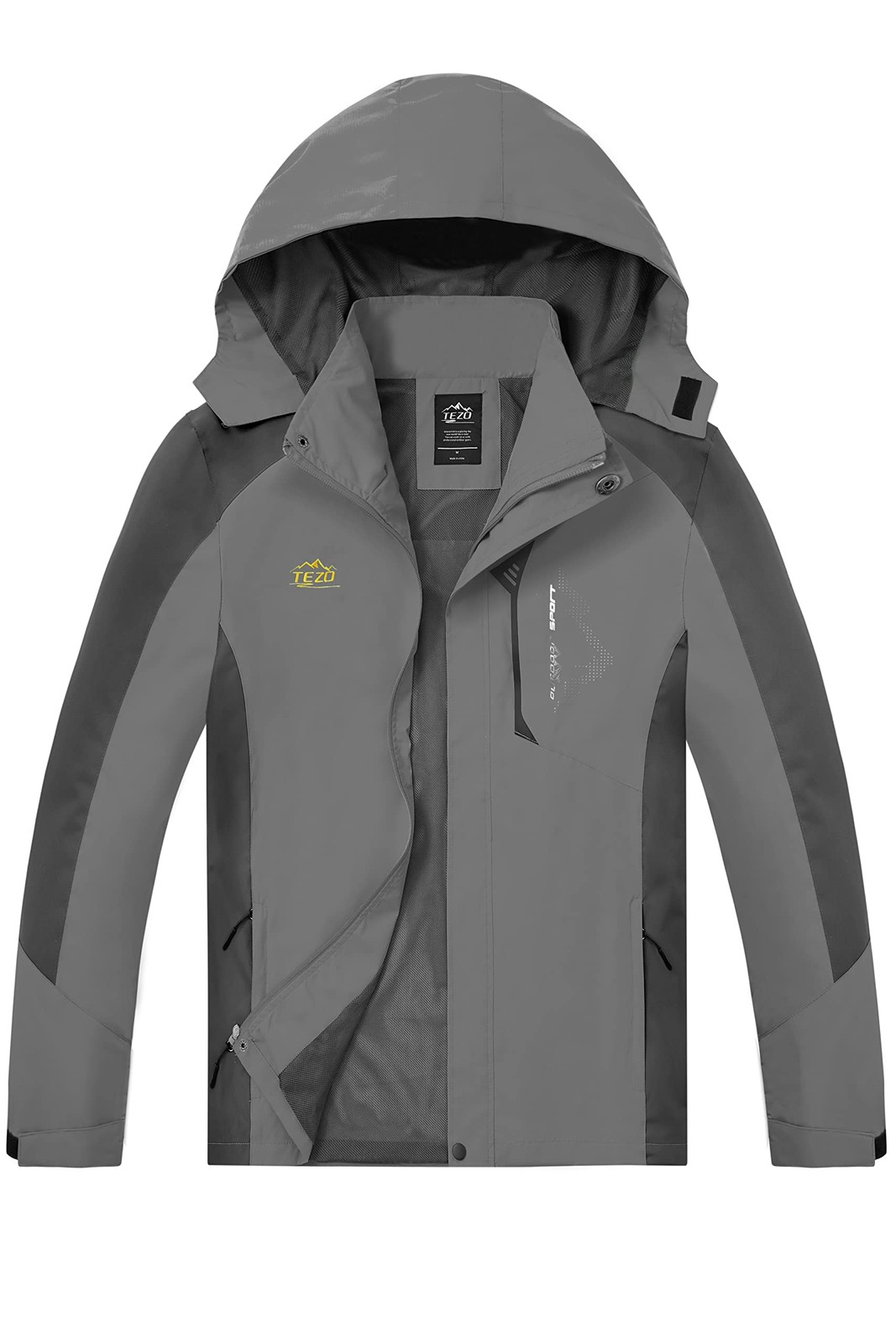 Mens Rain Jacket Waterproof With Hooded Hiking Coat Lightweight Windbreaker