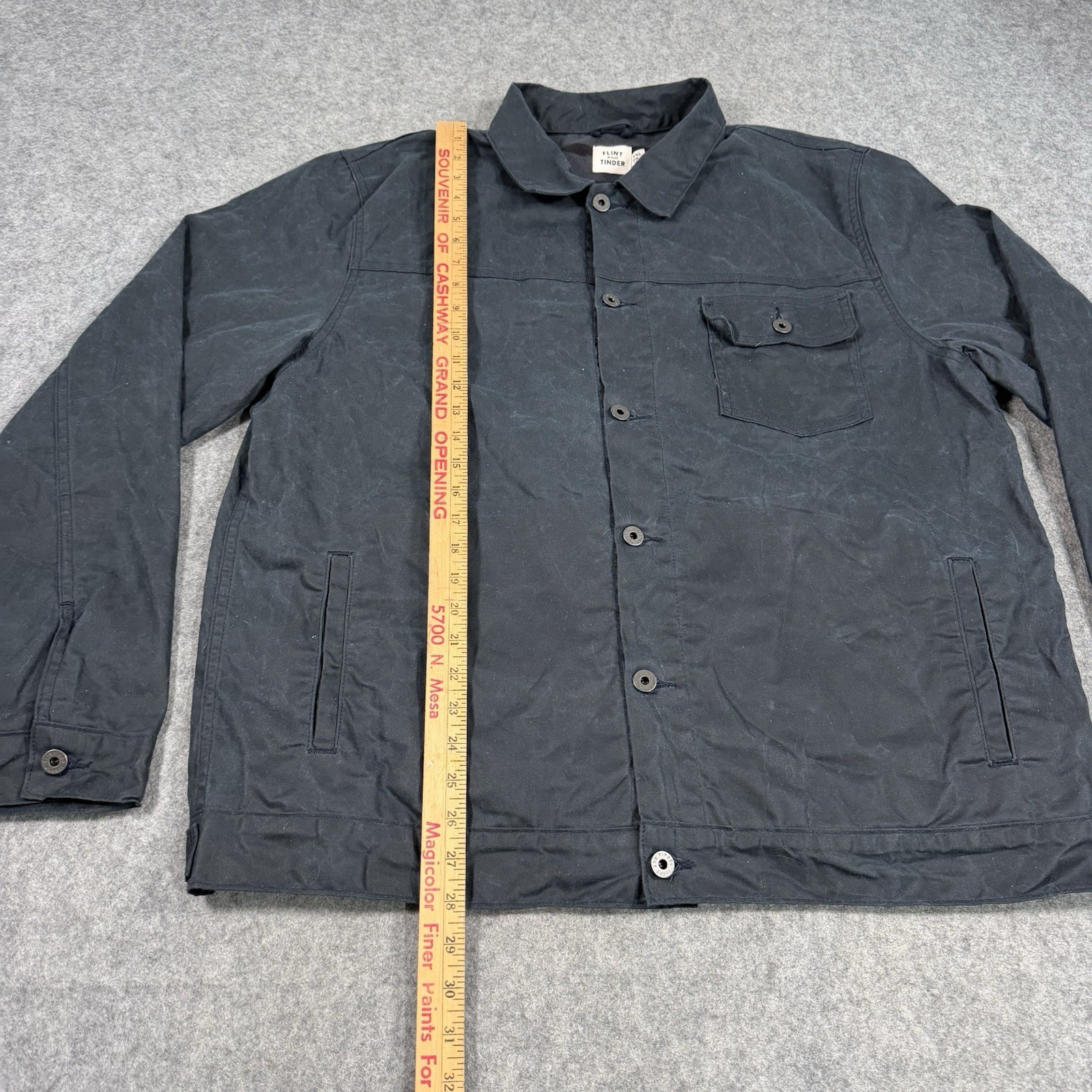 Flint And Tinder Flannel Lined Waxed Trucker Jacket XXL Dark Navy Huckberry 2XL