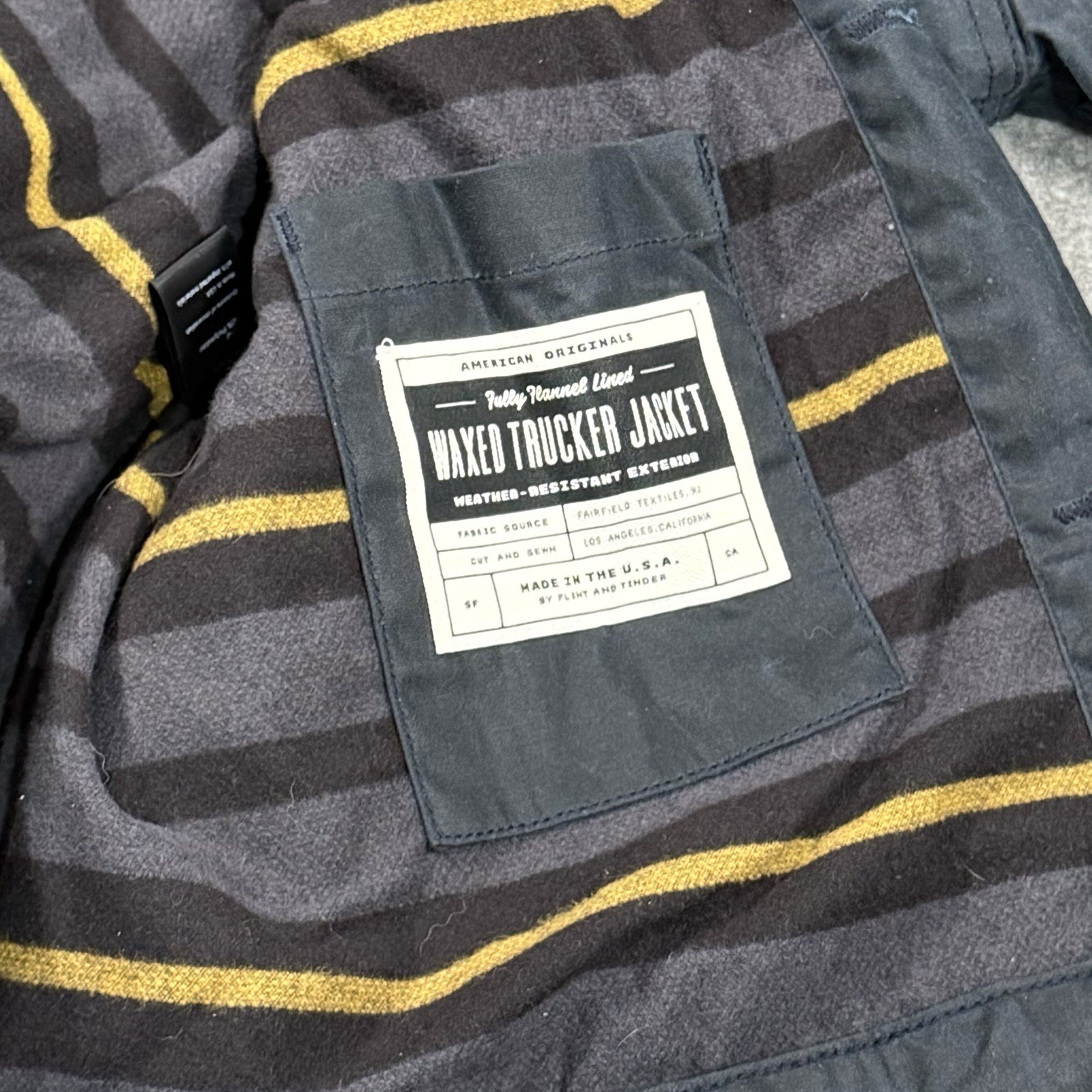 Flint And Tinder Flannel Lined Waxed Trucker Jacket XXL Dark Navy Huckberry 2XL