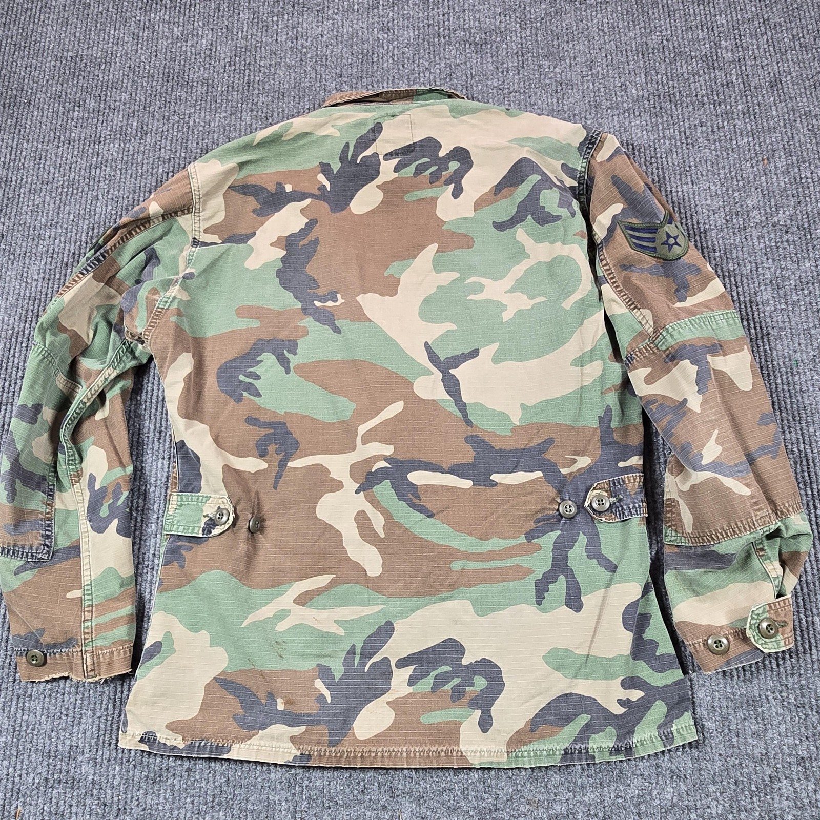 Vintage Military Jacket Mens Medium Woodland Camo Field Pockets Ripstop