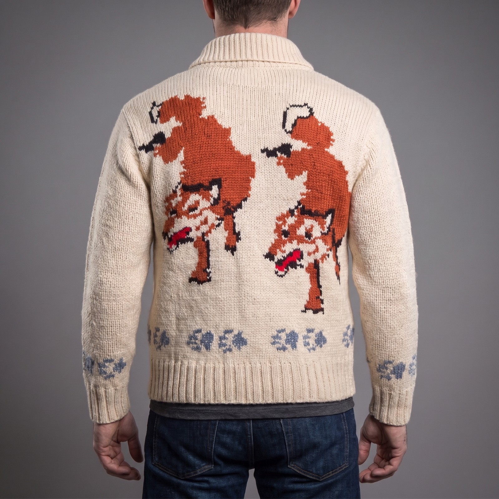 Wolf Knit Cardigan Mary Maxim Inspired Project Hail Nordic Canadian Sweater
