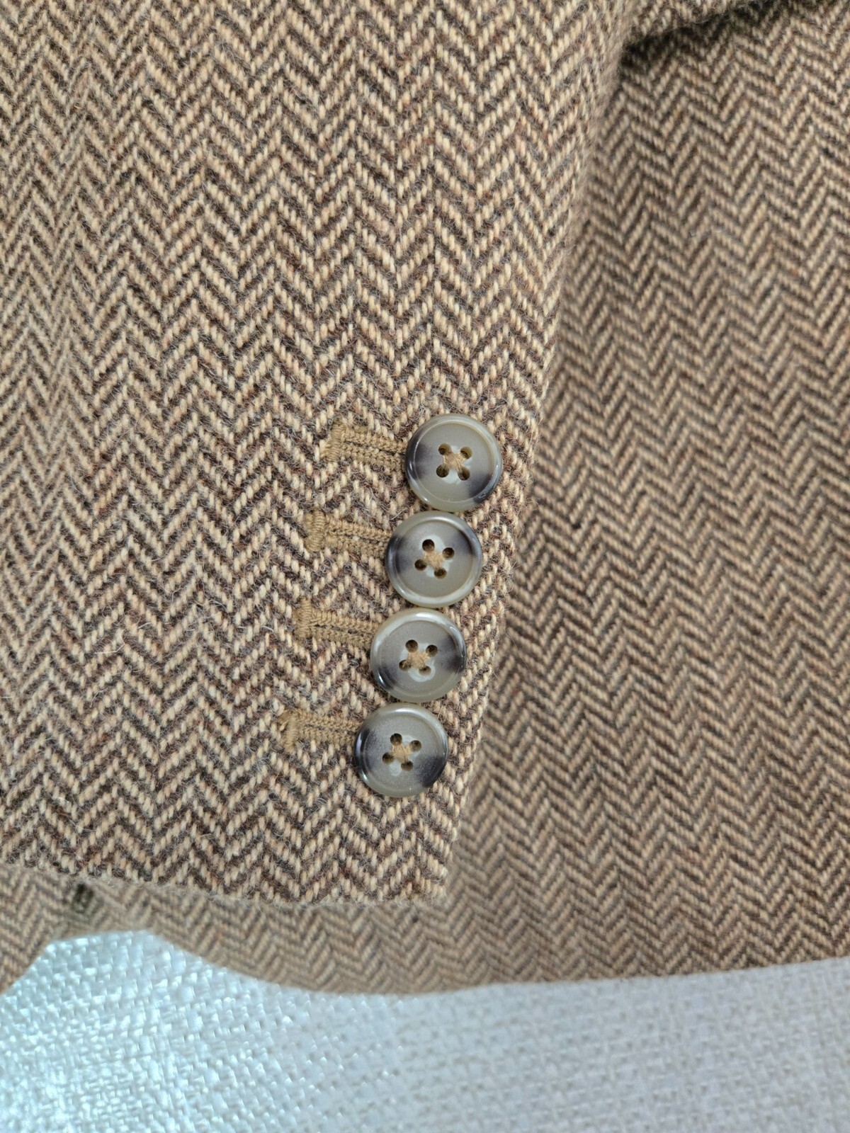L.L. BEAN Mens Size 42R Primaloft Insulated Wool Herringbone Jacket Blazer
