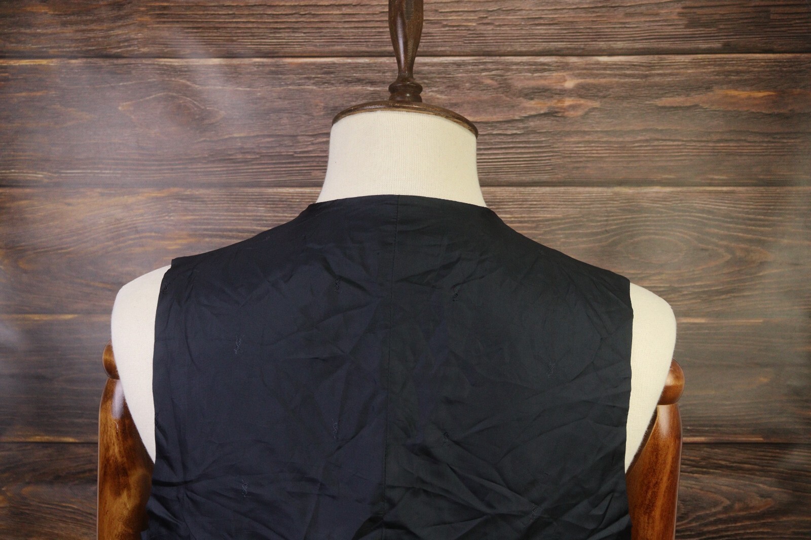 YES SAINT LAURENT Black Pure Wool Sleeveless Button Waistcoat Gilet Vest