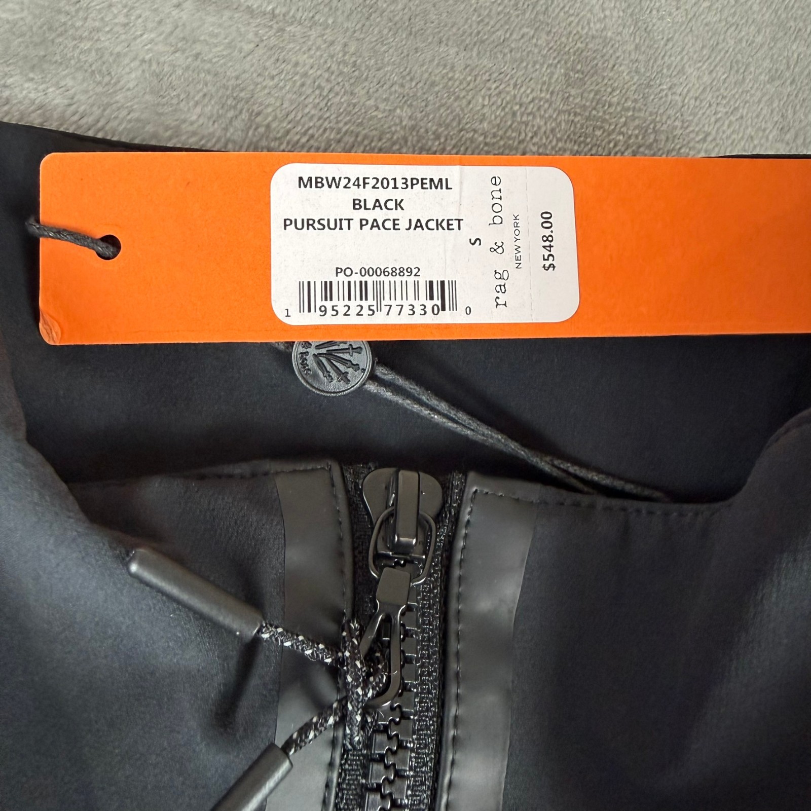 Rag & Bone Pursuit Pace Jacket Mens Small Black Stretch Nylon Spandex $548 NWT