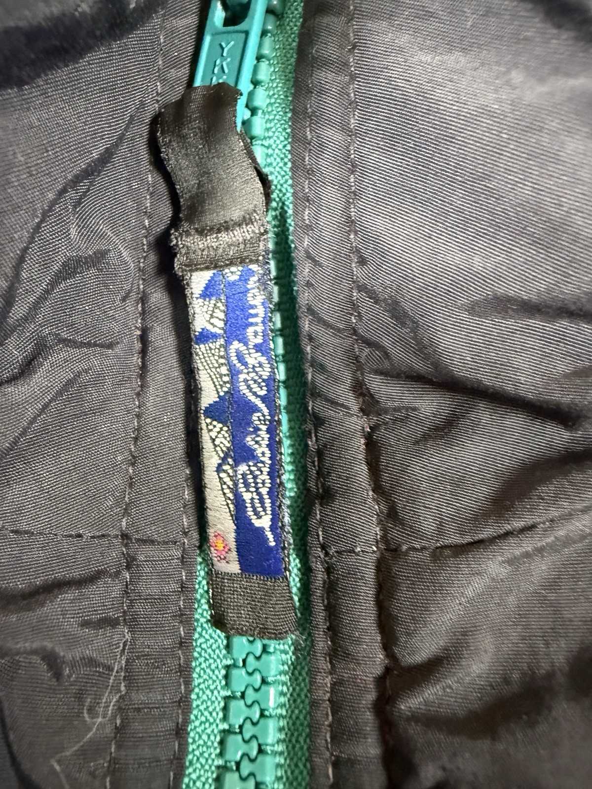 Vintage Eddie Bauer Jacket Mens Medium Blue Fleece Lined Zip Bomber Made USA 90s