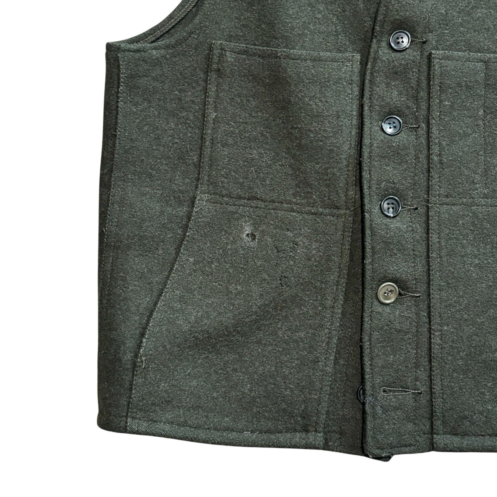 Vintage CC Filson Garment Mackinaw Wool Vest Men’s Size 40 In Forest Green