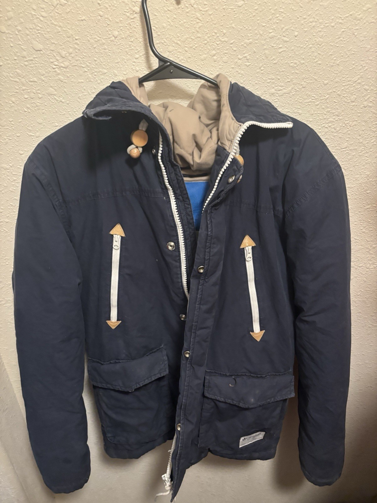 Vintage Adidas Originals Down Parka Jacket G69147 Blue S Xs Fit M/LBroken Zipper