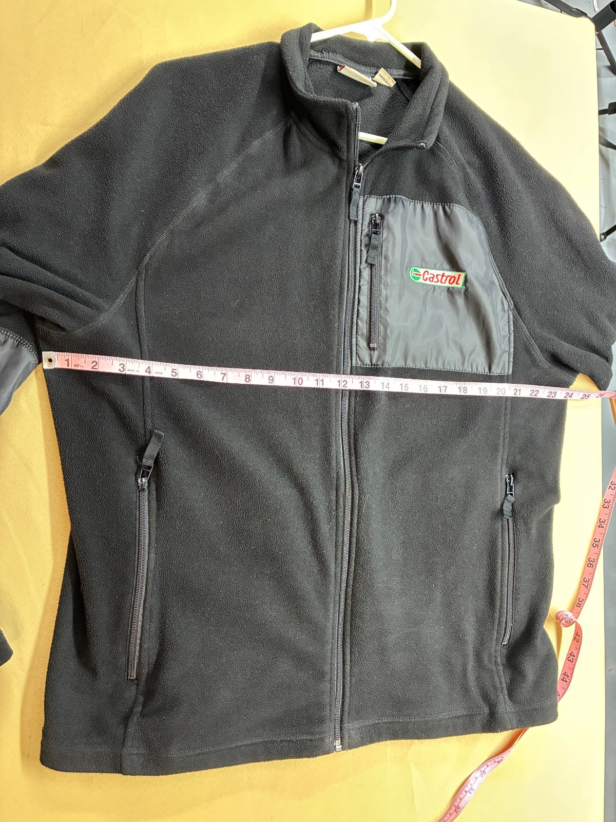 Castrol Black Fleece Jacket Men’s XL Full Zip Embroidered Logo Nylon Trim