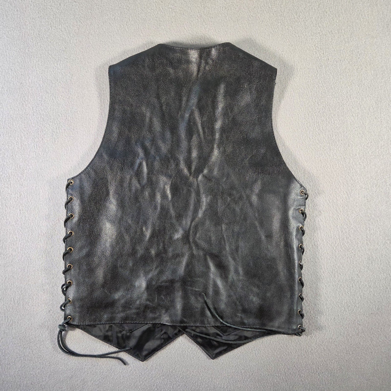 Event Leather Jacket Mens Small Black Vest Biker Motorcycle Lace Up Snap