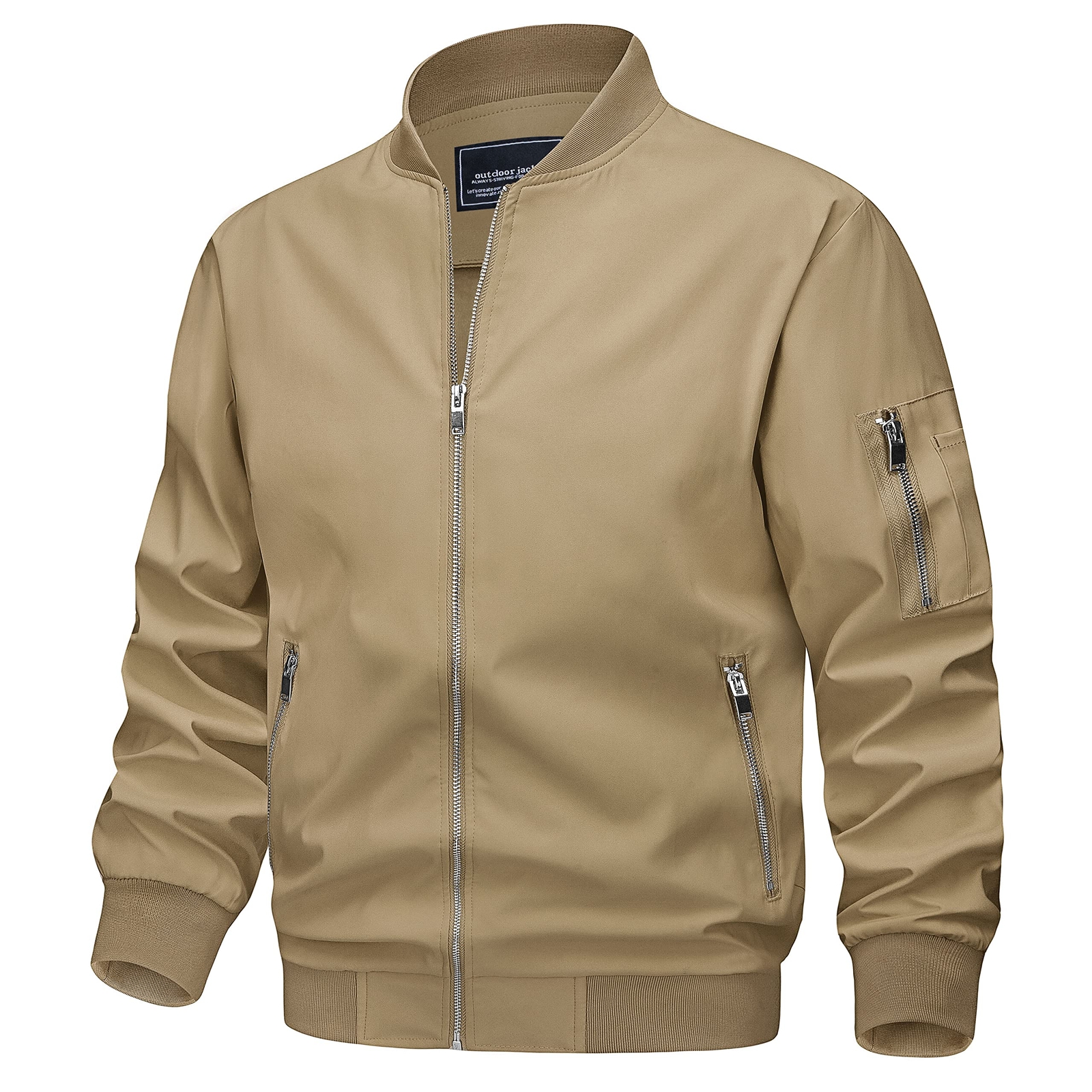 Men’s Thin Bomber Jacket Full-Zip Spring Fall Casual Sportswear Lightweight Coat