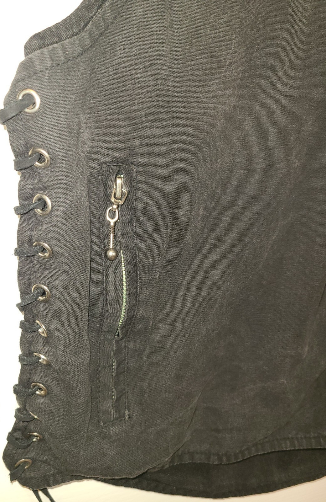 Down Under product of the Outback Mens Denim Vest Button Down Lace Up Size 6-Lg
