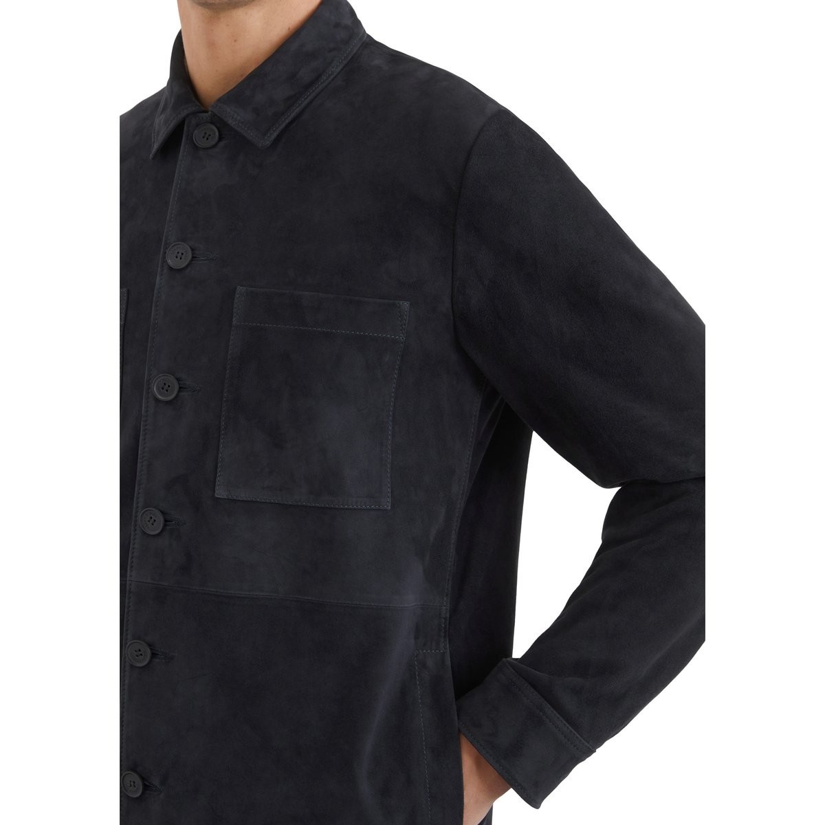 Mens Blue Pure Suede Leather Trucker Jacket Custom Made Size S M L XL 2XL 3XL