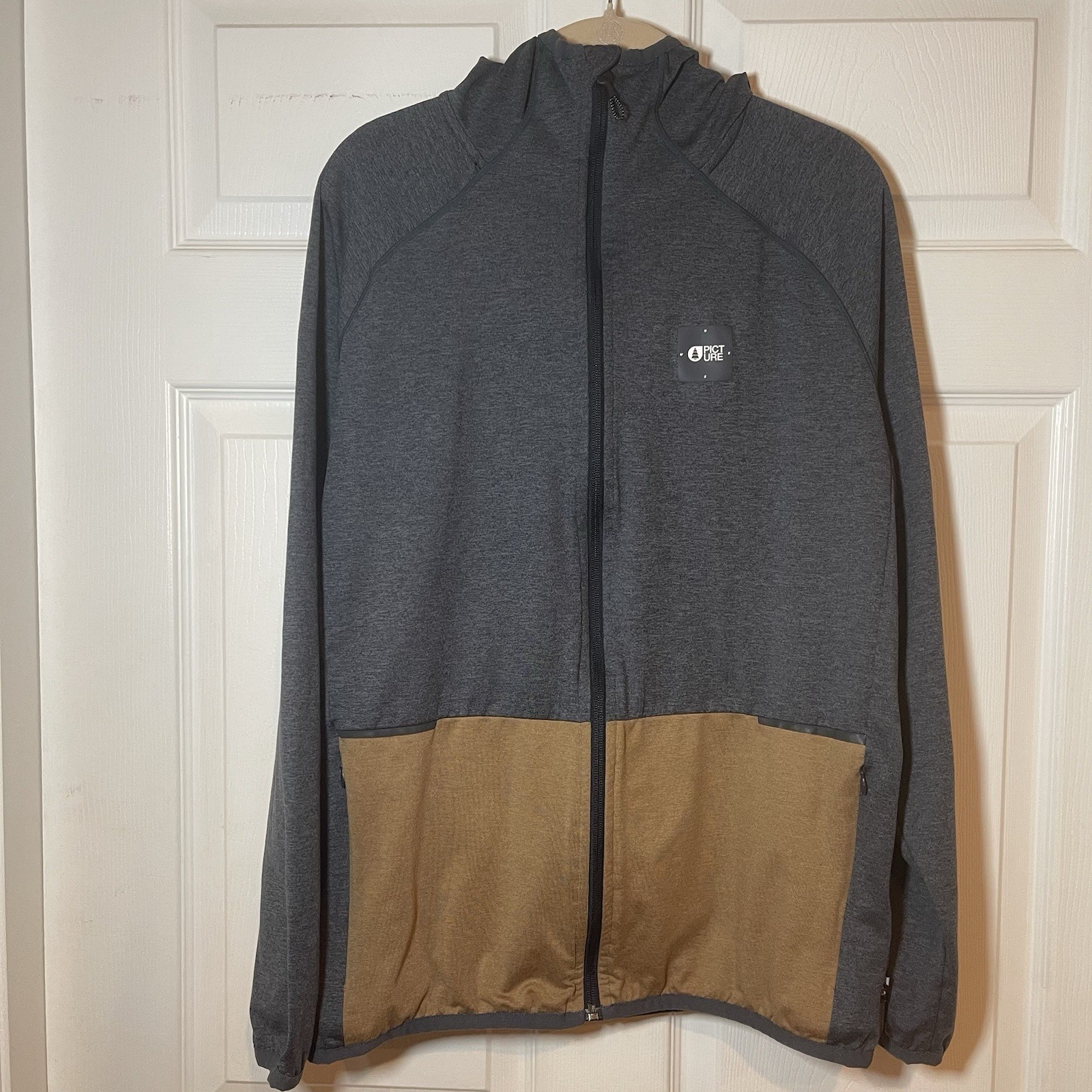 Picture Organic Shari Tech Hoodie Full-Zip Jacket Men’s L Grey Mustard