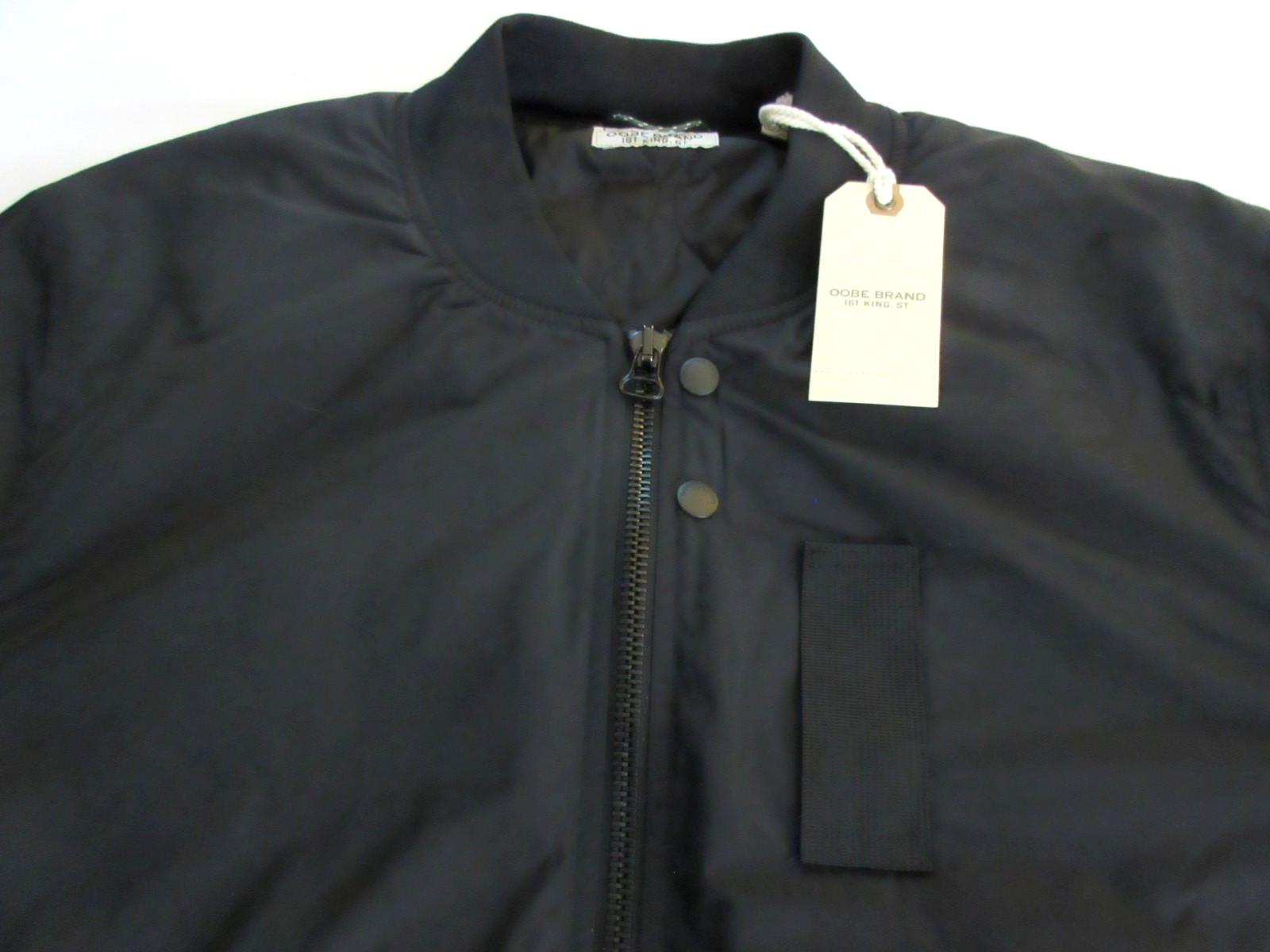 OOBE Brand Men’s Full Zipper Modern Vintage Black Flight Jacket Size Small NWT