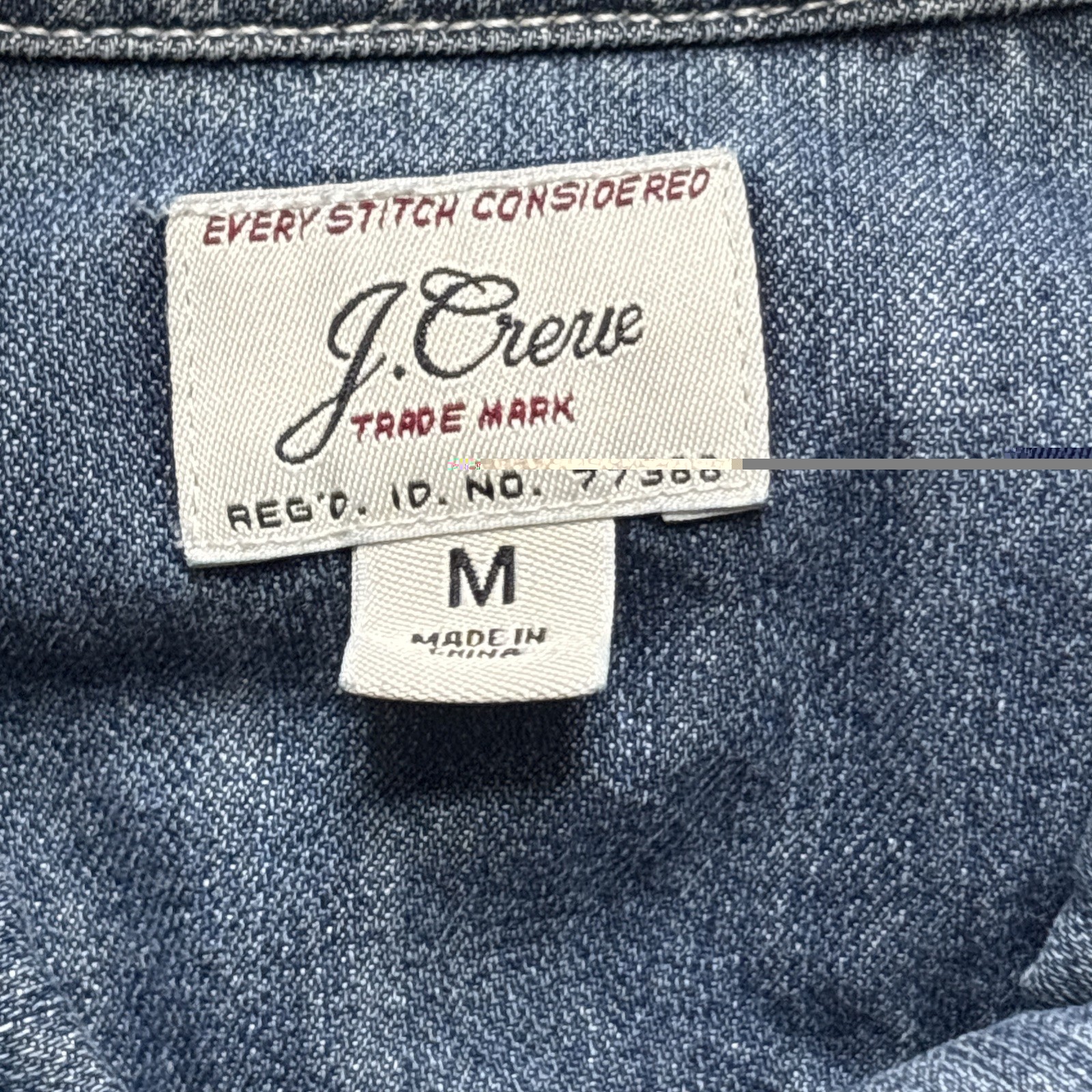 J Crew Denim Jacket Men’s Medium, Blue Full Zip Long Sleeve Unlined Indigo Wash