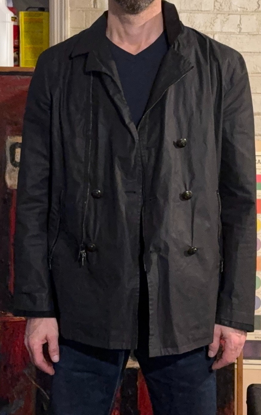 John Varvatos Jacket double breasted slick (rain jacket) made in Italy 50EU 40US