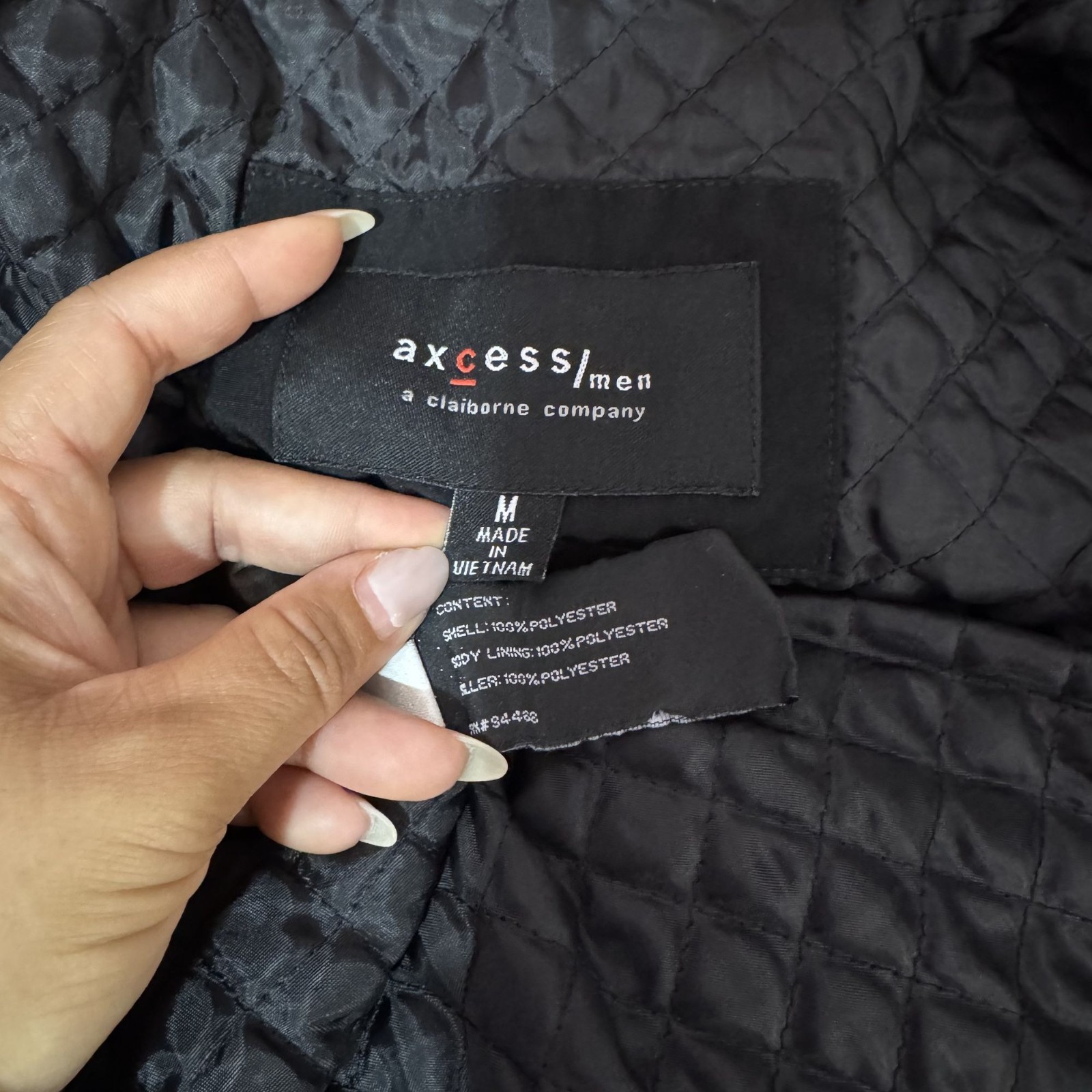 Axcess Men by Claiborne Black Quilted Lined Snap Button Zip Front Jacket Size M