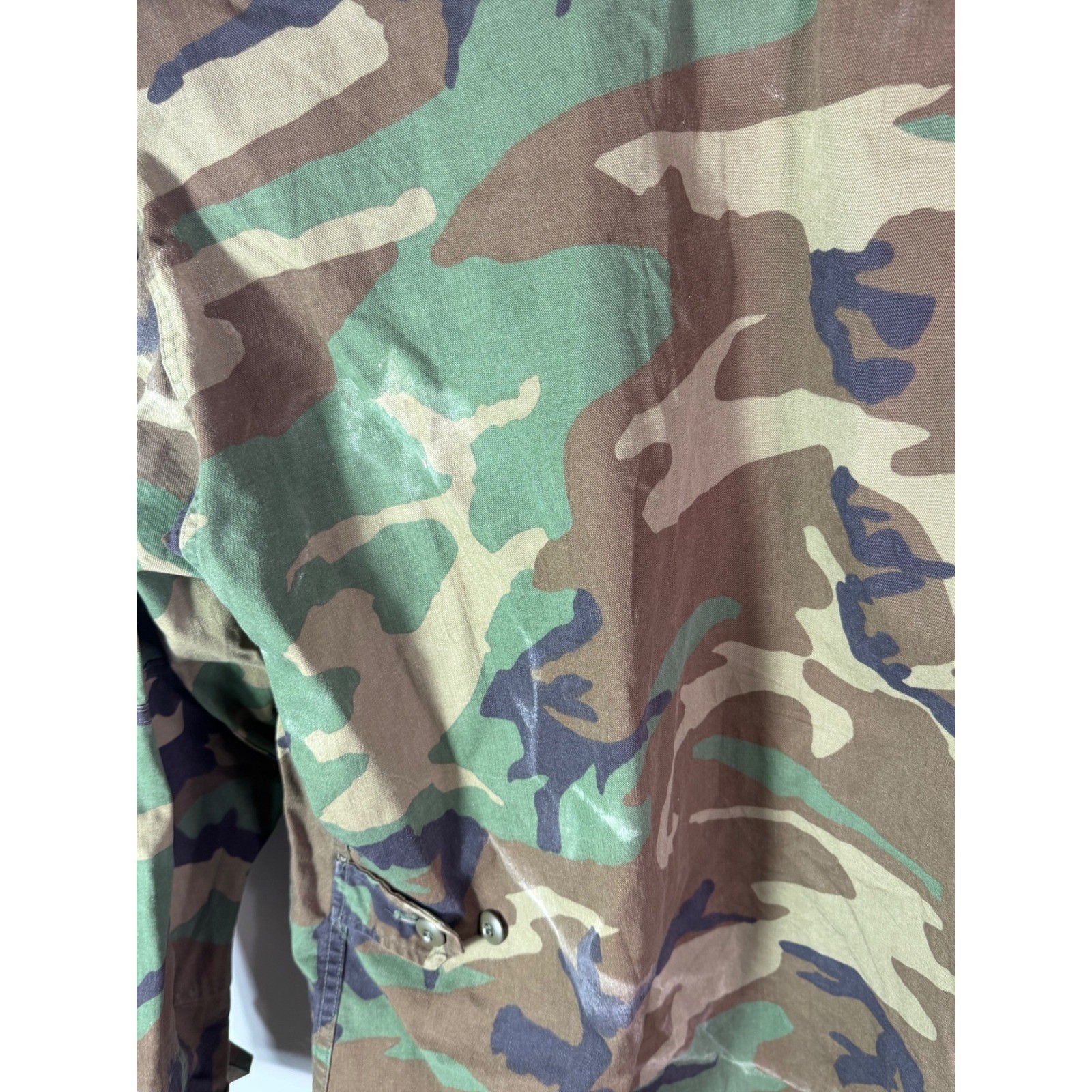 Vintage US Military Woodland Camo BDU Field Jacket Medium Long 8415-01-084-1648