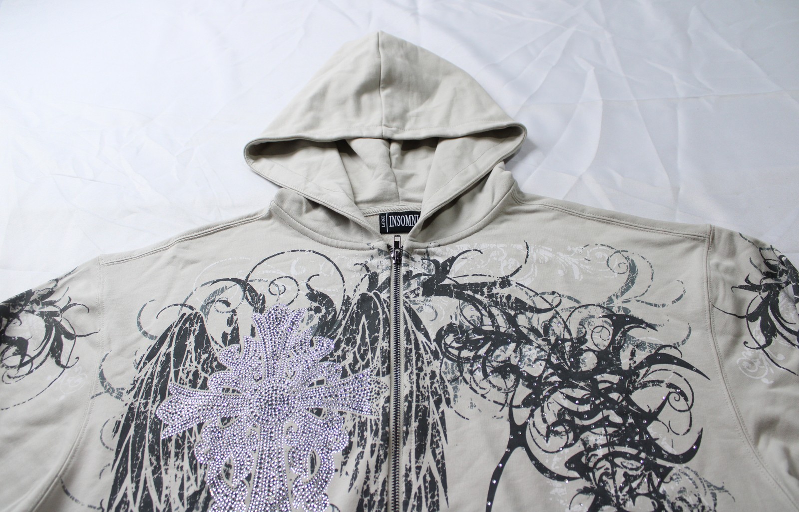Insomnia Unisex Adults Visuals Eclipse Graphic Rhinestone Hoodie AP2 Grey Large