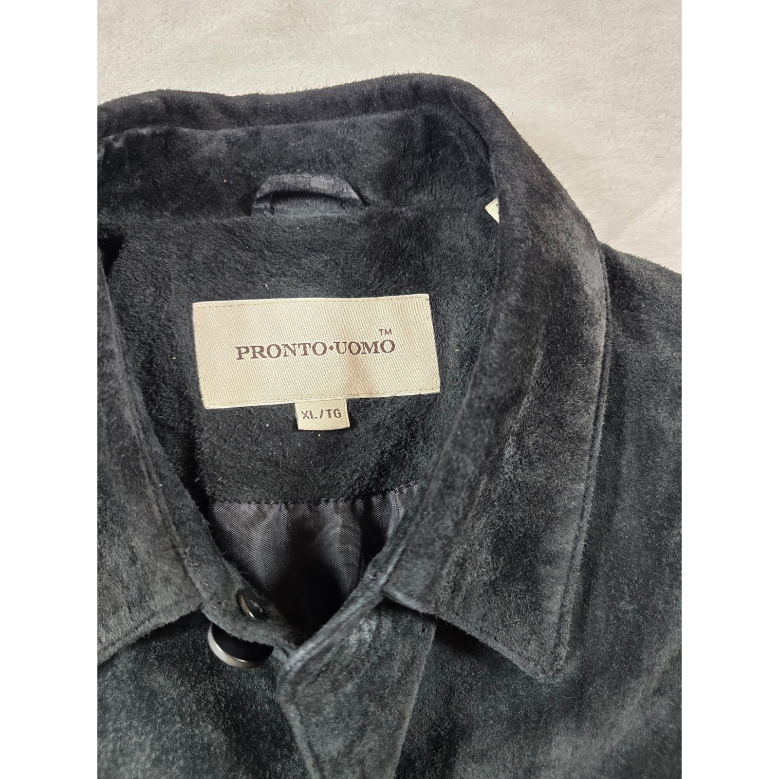 Pronto Uomo Suede Shirt Jacket Mens XL Black Leather Button Shacket Western Y2K