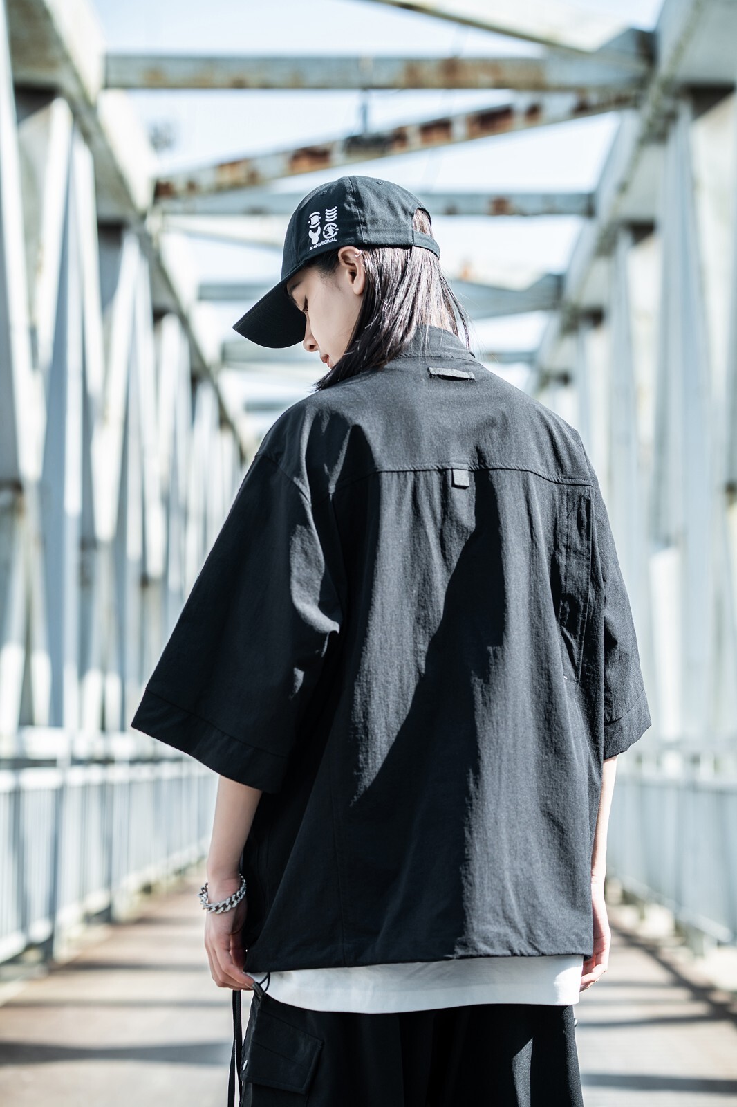 Niepce Matte Black Kimono Jacket Streetwear Fashion Casual Short Sleeves Hoodie