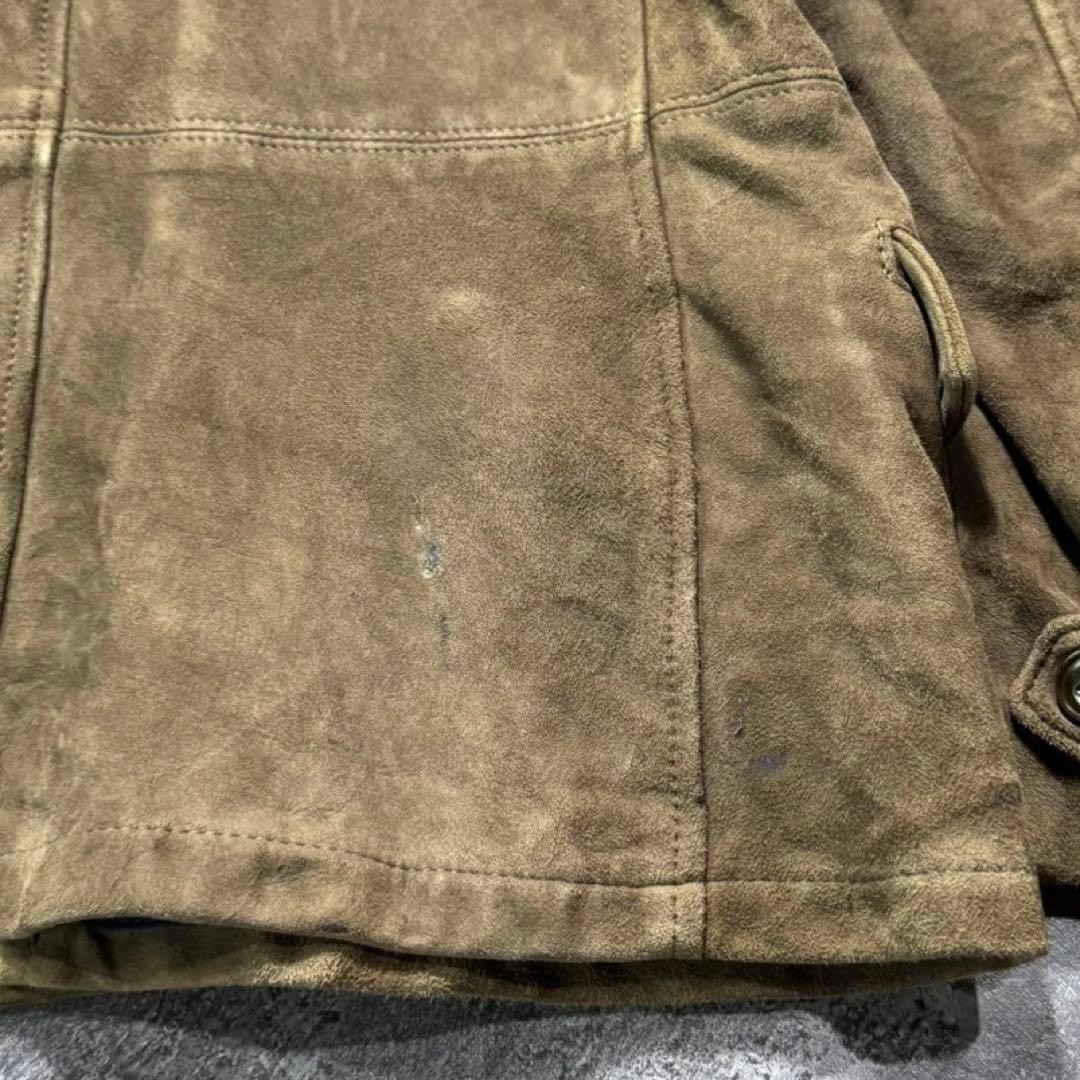 Schott Suede goat Leather Field Jacket Blouson Coat Men M Olive Brown Genuine