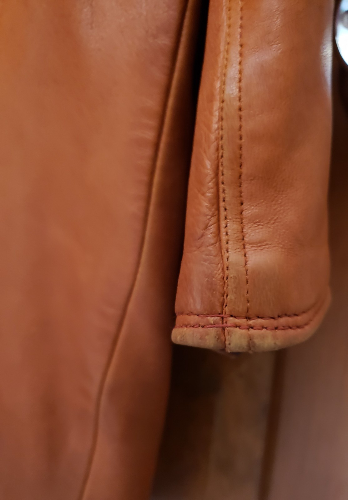 Vintage Marc Buchanan Pelle Pelle Tan Soft Leather Jacket Trench Coat, Size 40