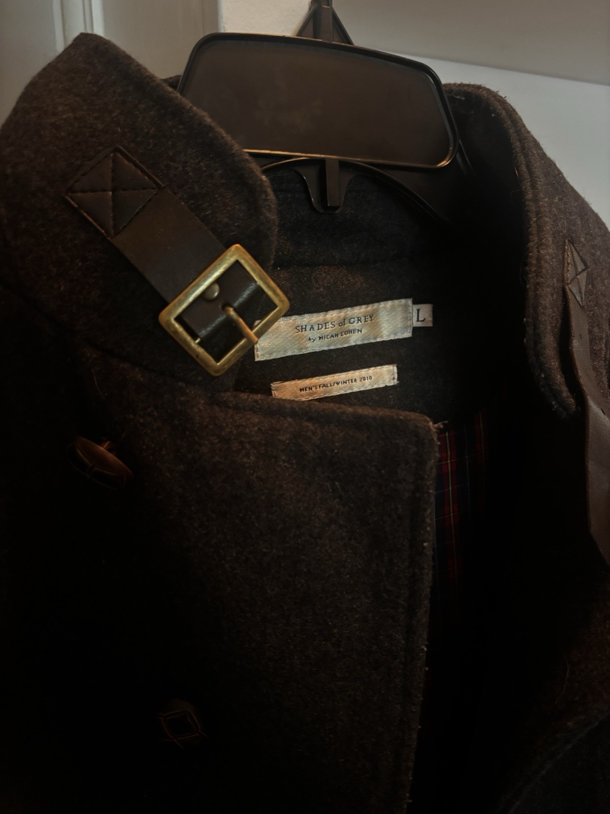 Shades of Grey Men’s Gray Peacoat Coat L Lined Stand-Up Collar Button