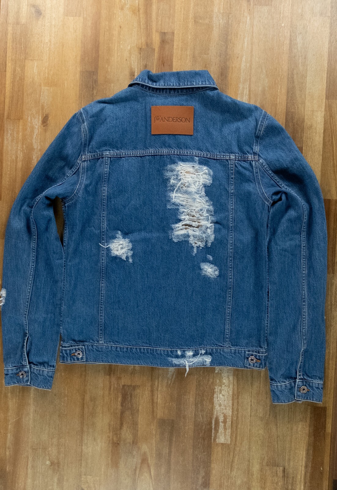 (NO CUSTOMS TAX) JW ANDERSON blue classic fit distressed denim jacket Medium NWT