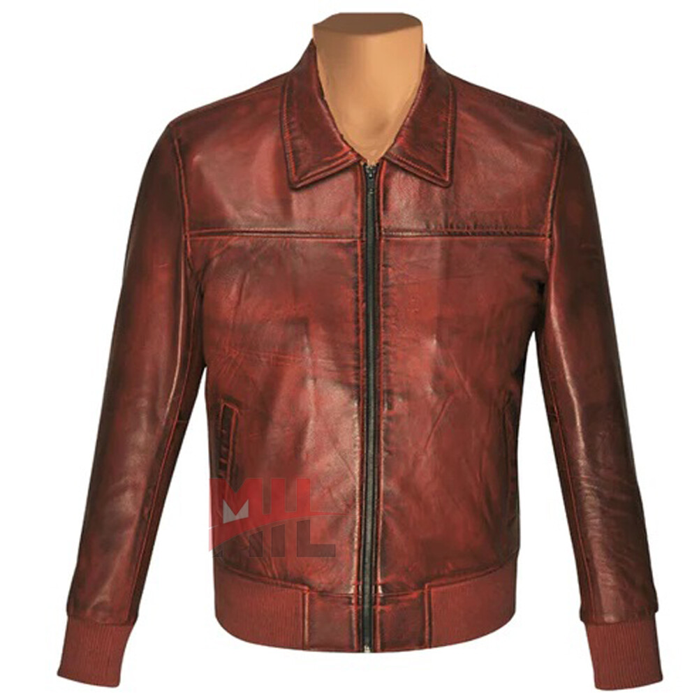 New Men’s Brown Fashion Genuine Leather Jacket, Fashion Biker Collar Jacket