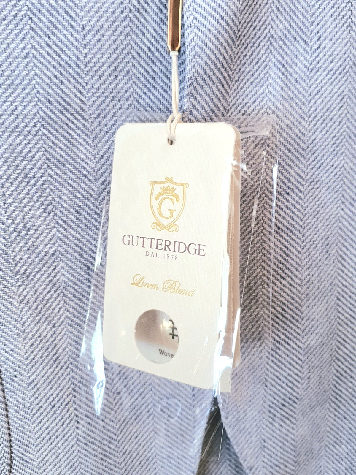 GUTTERIDGE JACKET NEW BLAZER 2 BUTTON SIZE L / 50 COLOR BLUE LINEN COTTON