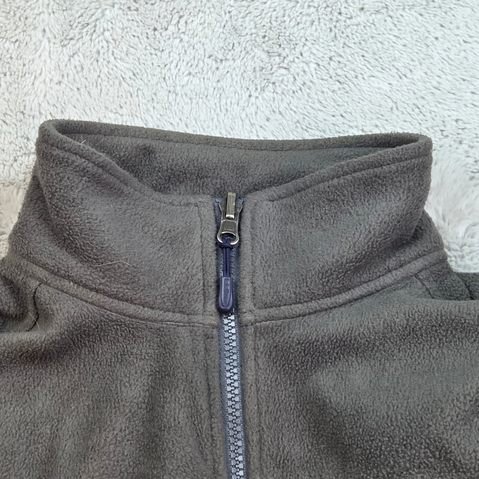 L.L. Bean Full Zip Fleece Jacket Mens S Reg DVFBC Mountain Logo Charcoal Gray