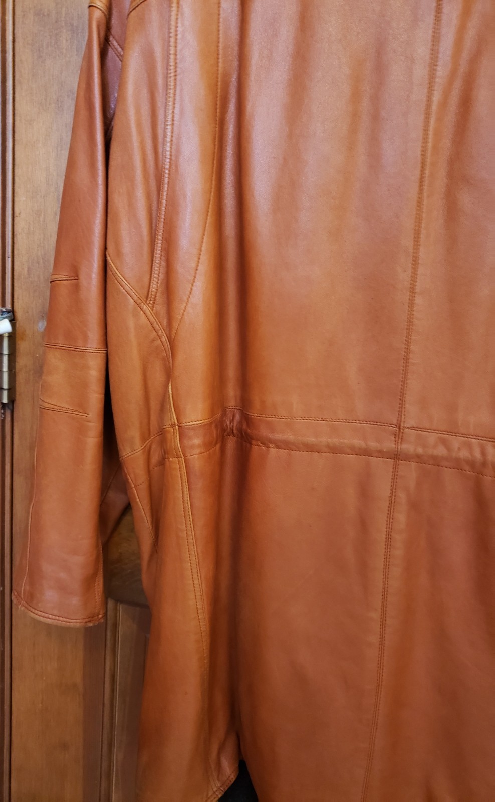 Vintage Marc Buchanan Pelle Pelle Tan Soft Leather Jacket Trench Coat, Size 40