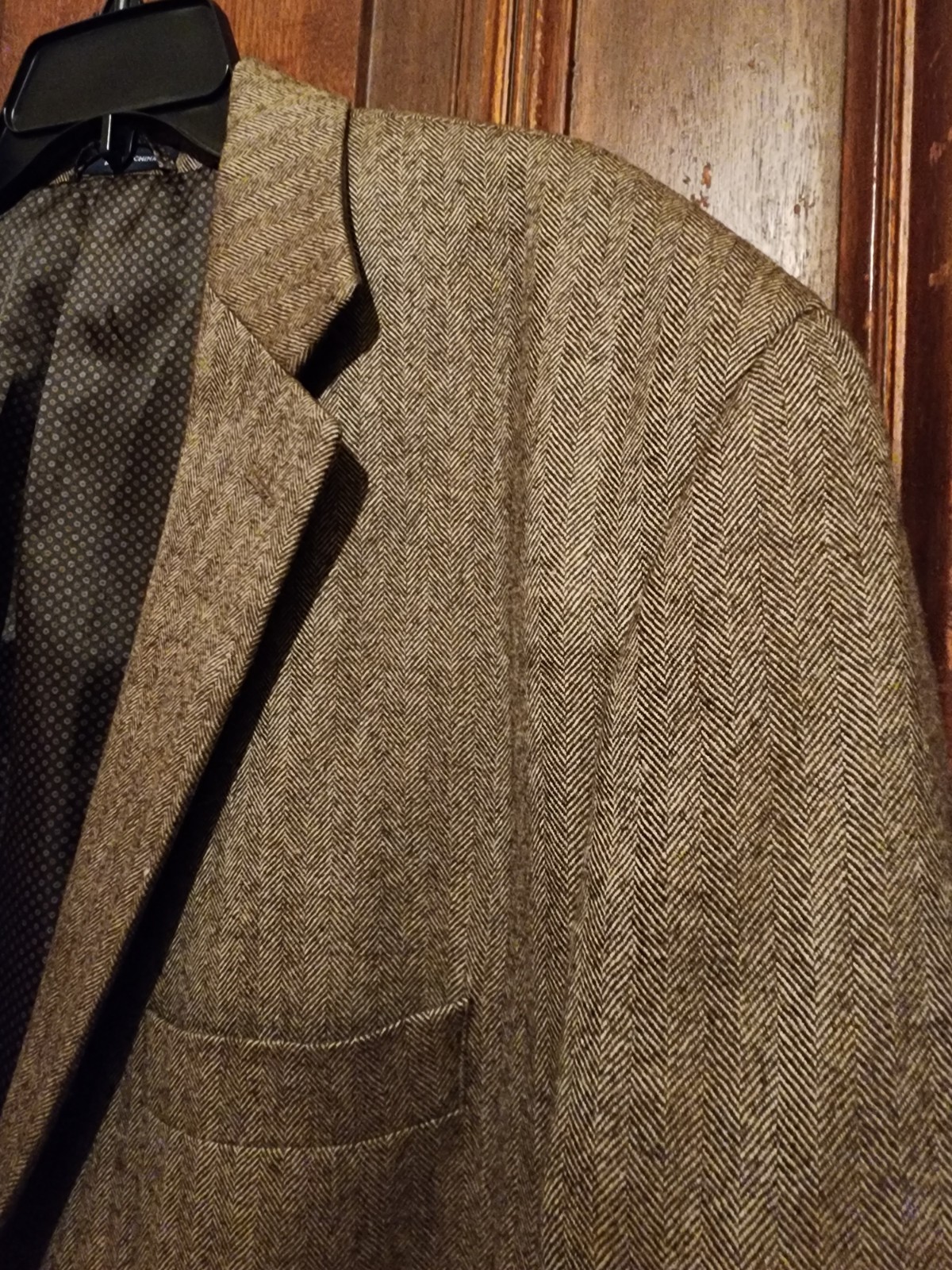 Ralph Lauren Brown Herringbone Wool Cashmere Blazer with Elbow Patches-Size 48R