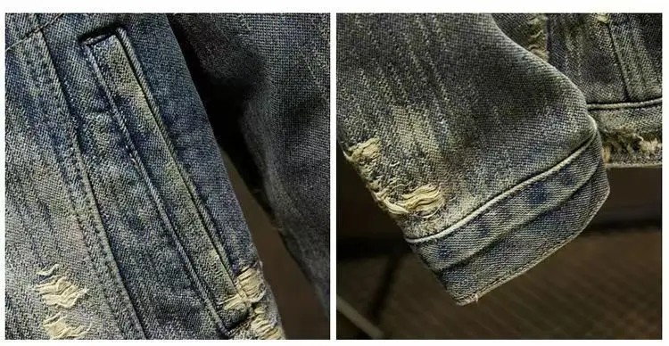 Luxury Men Denim Trendy Two-Piece Set Retro Jeans Washed Casual Jacket Coat