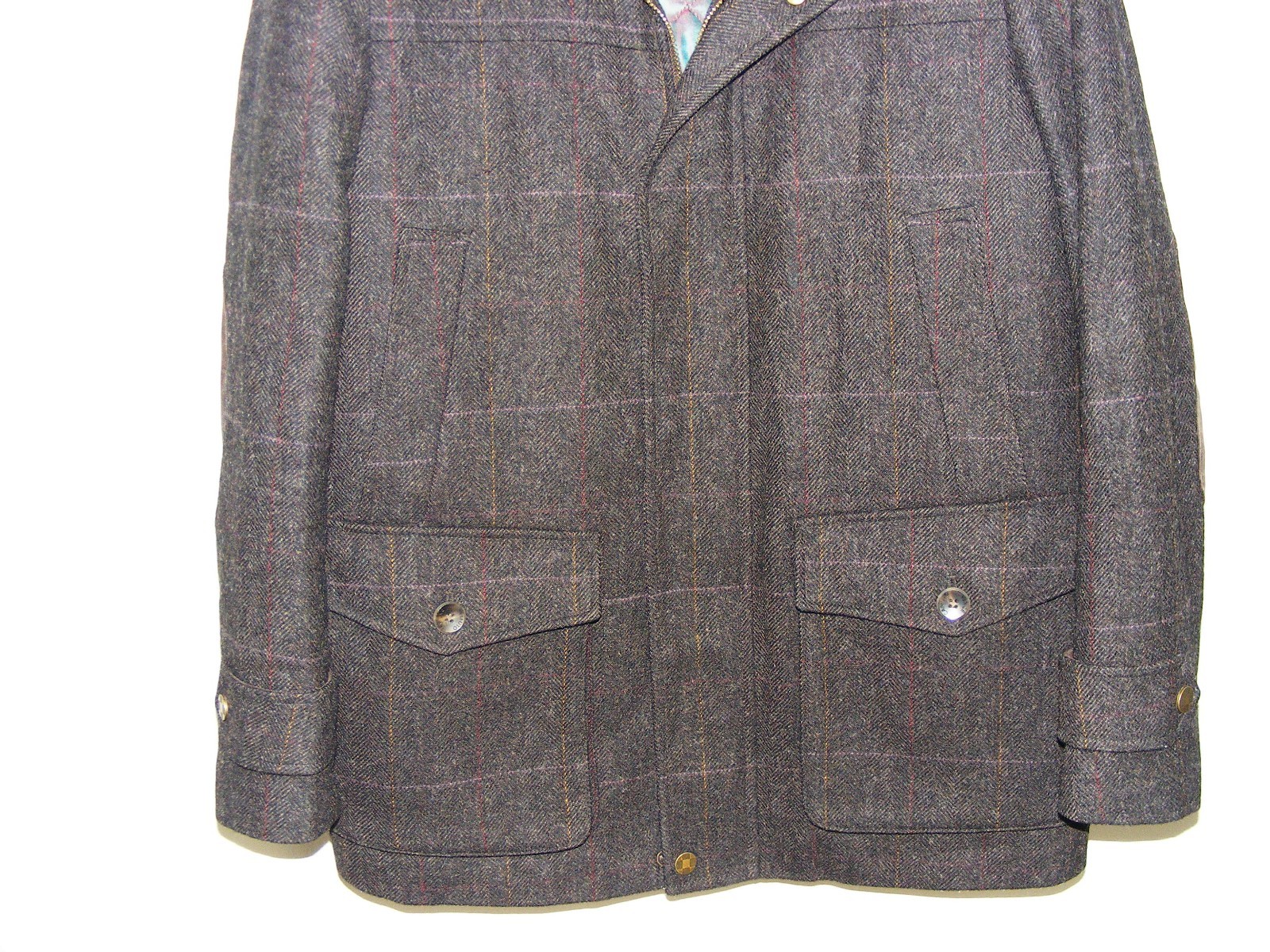 MENS SZ L VINCE CAMUTO TWEED STYLE MOON FABRIC ENGLAND HUNTING SHOOTING COAT