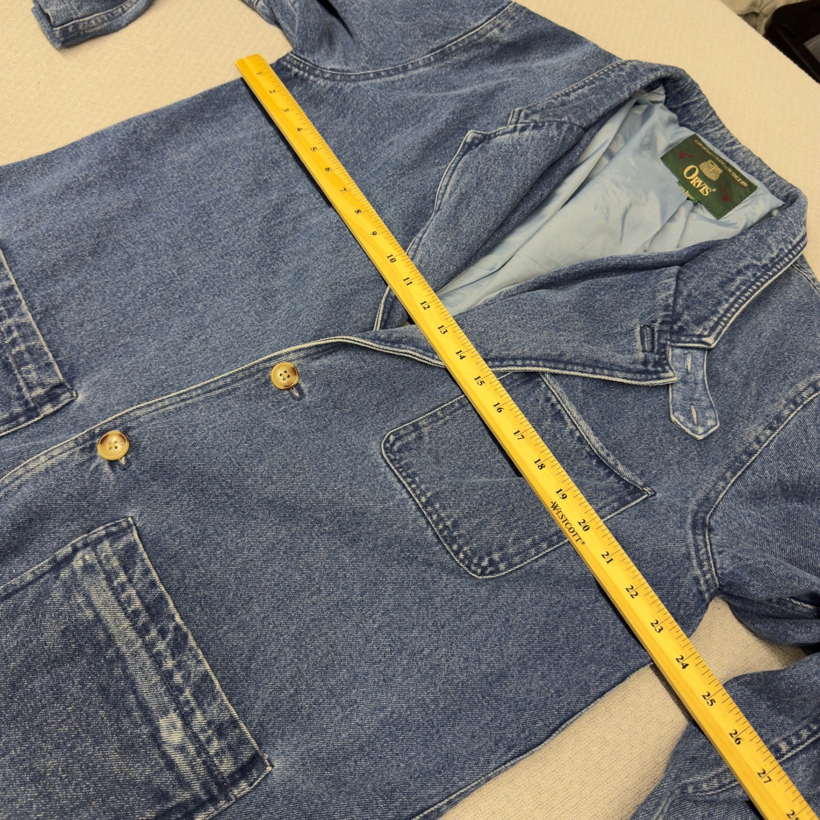 Vtg Orvis Denim Chore Coat Mens Large Two Button Blazer Western Retro Jacket