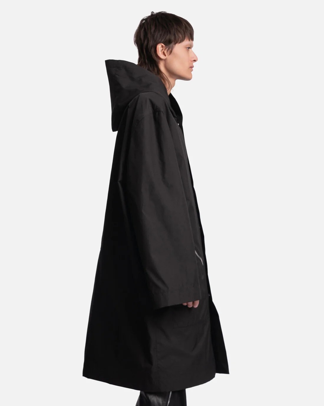 (NO CUSTOMS TAX) RICK OWENS black oversized hooded raincoat jacket Size Medium
