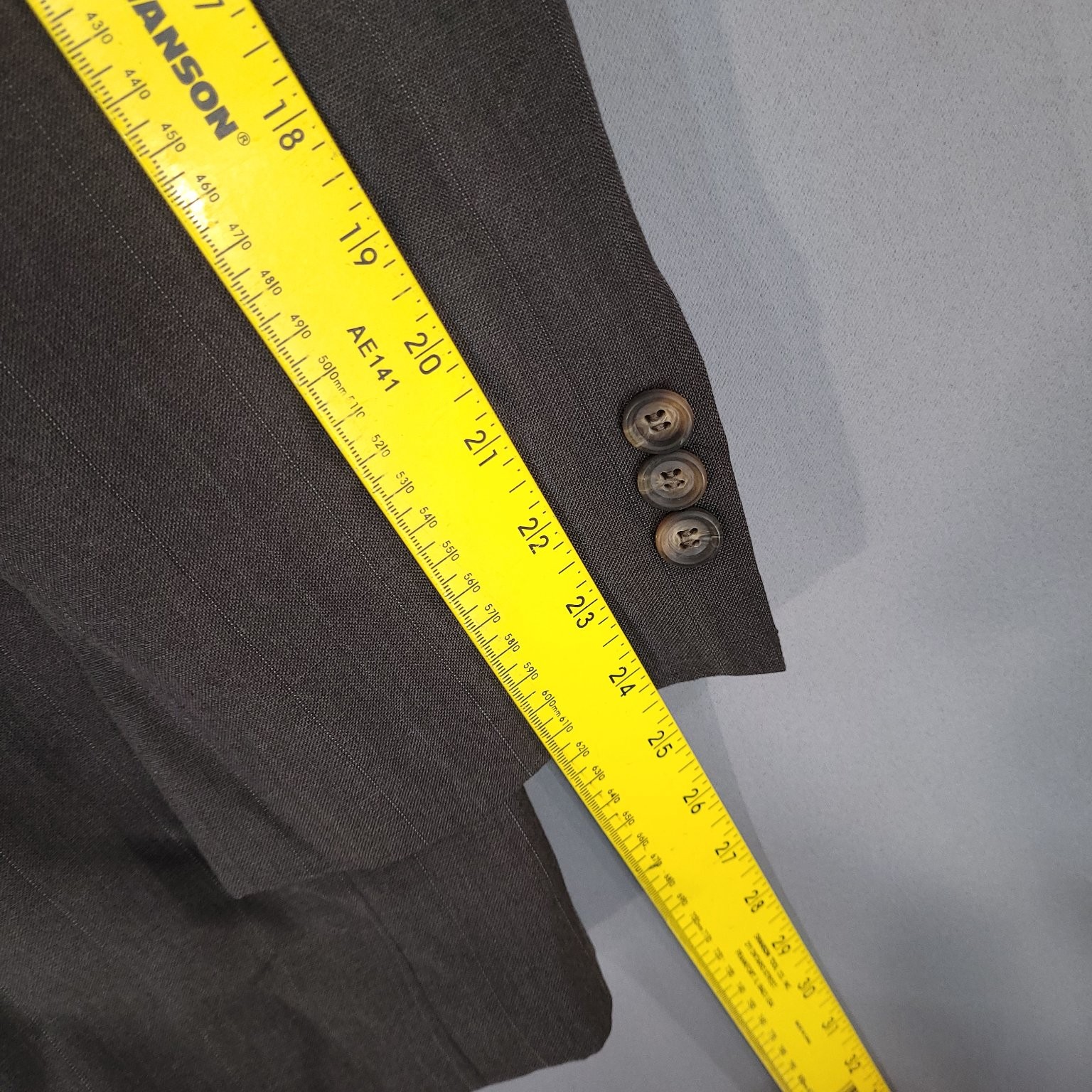 Men’s Brown Pinstripe Blazer Jacket Size 46R Dry Clean Only