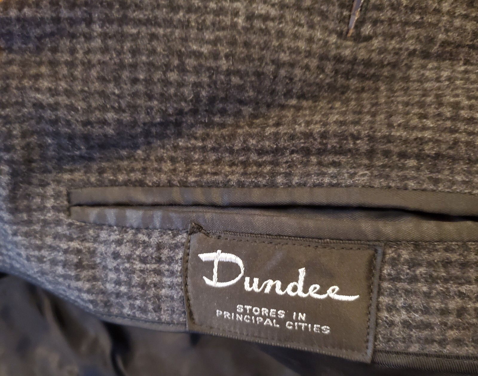 Vintage 50s Dundee Wool Over Coat Mens LARGE Gray Black TWEED With Pockets